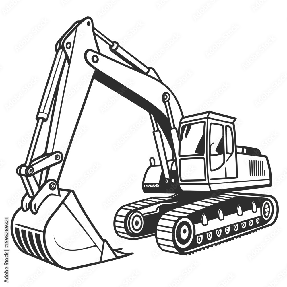 Fototapeta premium Heavy excavator machine with bucket construction vehicle