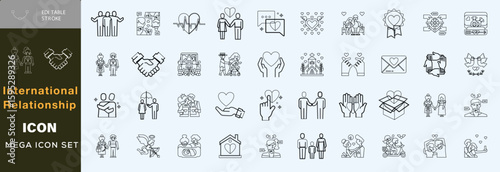  Handdrawn international relationship icon set