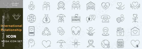  Handdrawn international relationship icon set