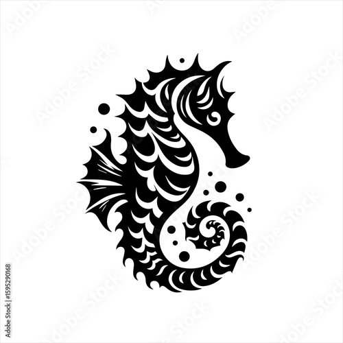 A stylized seahorse illustration