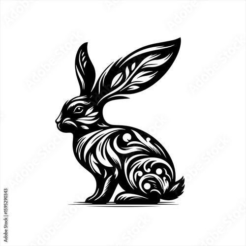 A rabbit with ornate ears