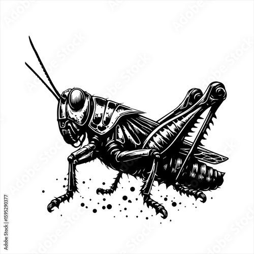 A grasshopper with detailed legs