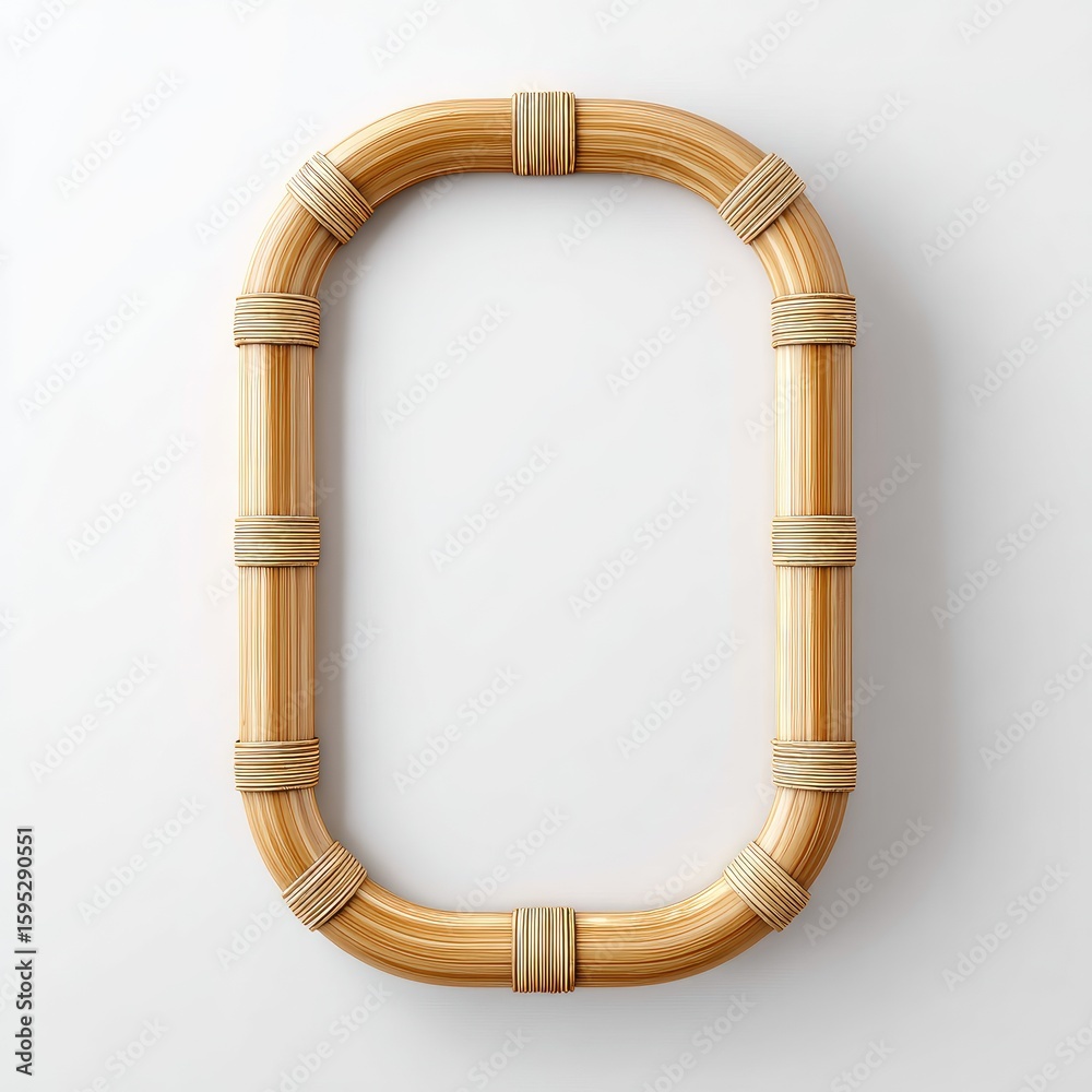 Fototapeta premium Oval shaped frame made of light brown bamboo.