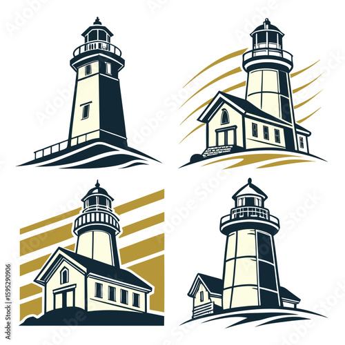Nautical beacons guiding ships at sea lighthouse maritime