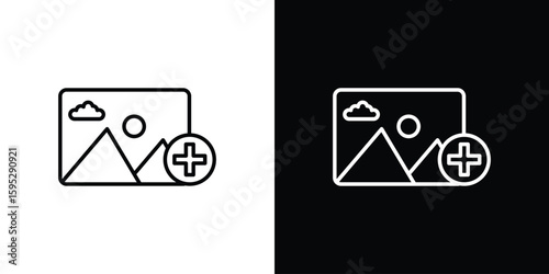 Add photos icons. linear trend modern icons set