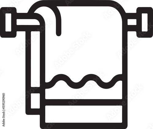 Black towel hanging on a rack bathroom fabric