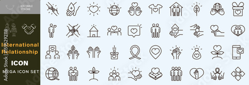  Handdrawn international relationship icon set