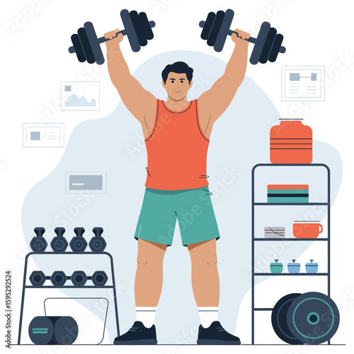 man lifting weights