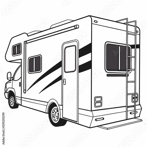 Recreational vehicle with slide out and ladder motorhome camper