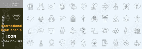  Handdrawn international relationship icon set