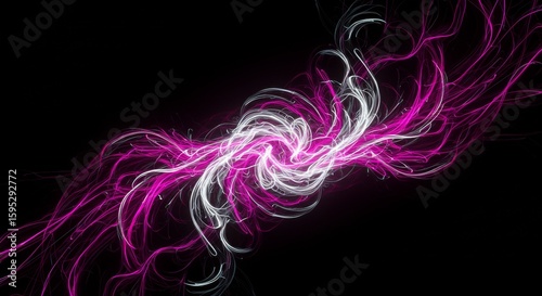 Abstract Light Trails Forming Swirls on Black Background