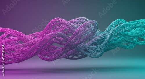 Intertwined Wire Strands Abstract Forming Artistic Wave