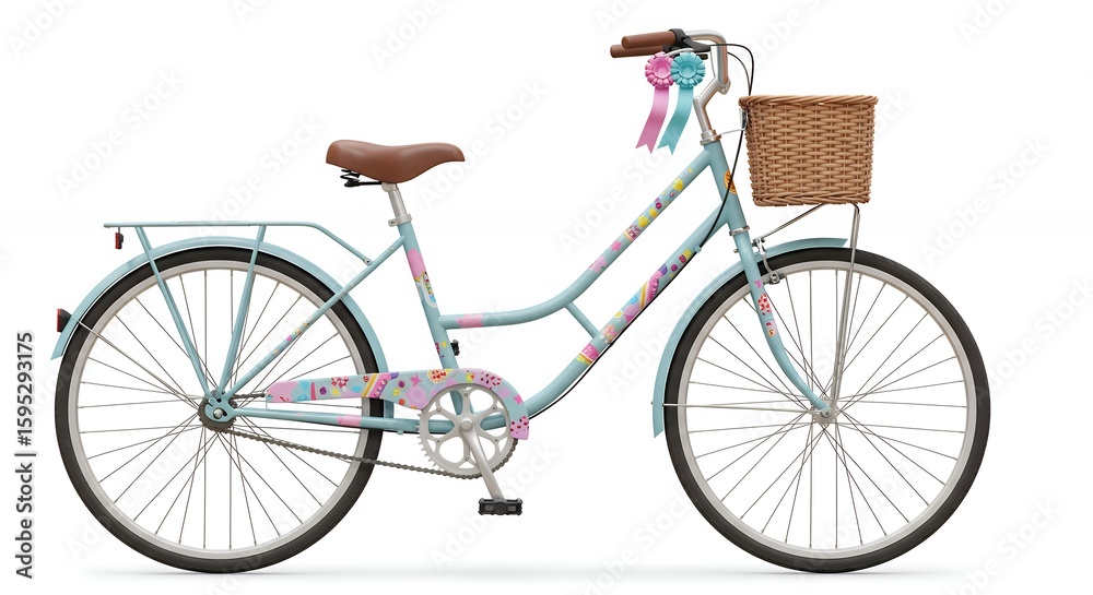 Fototapeta premium Vintage style teal bicycle with basket