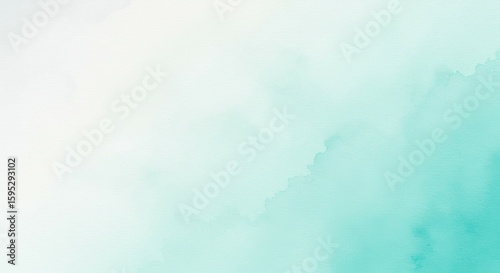 Abstract Watercolor Wash in Pastel Turquoise and White