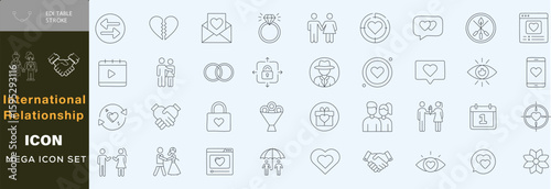  Handdrawn international relationship icon set