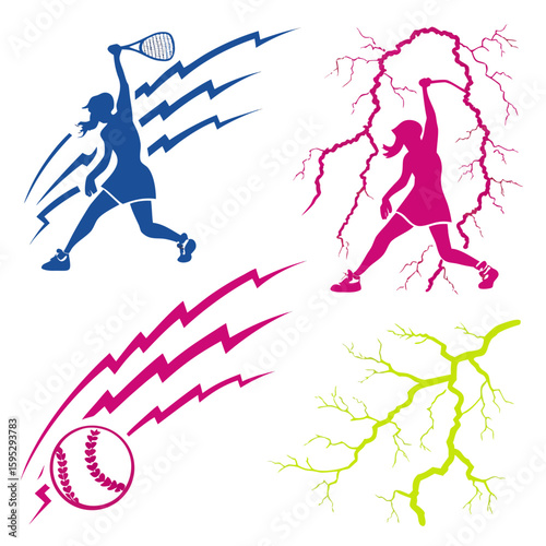 Tennis player baseball lightning bolt graphic female athlete