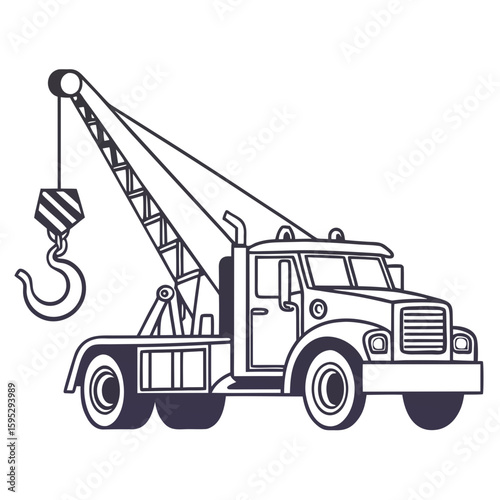 Tow truck with crane and hook vehicle transportation