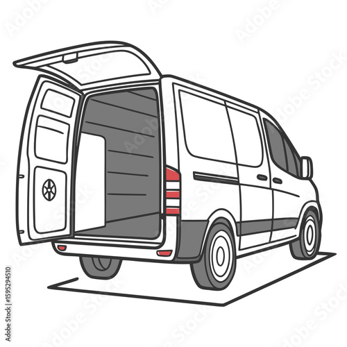 White cargo van with open rear doors delivery van white van
