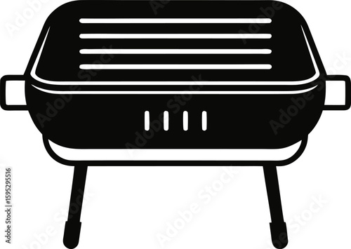 Electric Grill Silhouette Black and White Vector