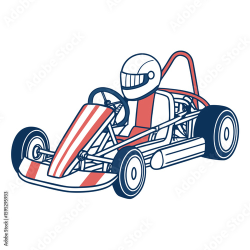 Racing kart with driver and helmet go kart karting