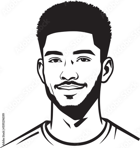 Portrait of A Confident Man: A striking monochrome illustration of a man radiating confidence and composure, ideal for conveying strength, positivity, and professionalism.