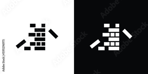 Wooden block icon in modern thin line and glyph concept.