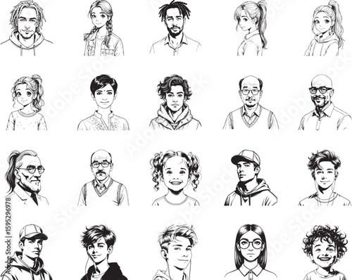 Diverse Portrait Collection: A captivating collection of individual portraits, capturing the essence of various personalities and expressions.