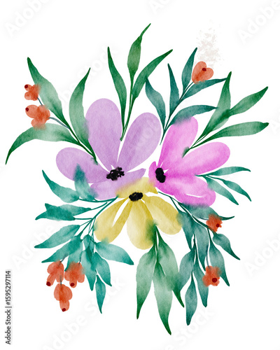 A watercolor bouquet of flowers