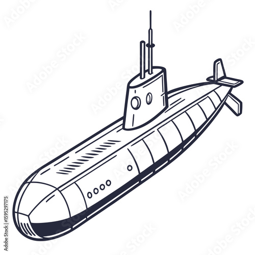 Submarine with periscope naval military
