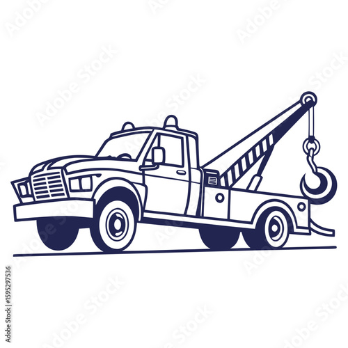 Tow truck with hook towing vehicle