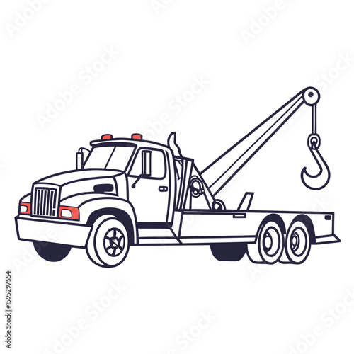 Tow truck with hook and red lights crane vehicle