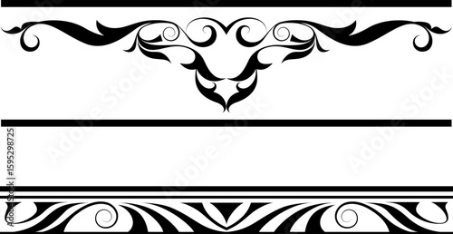 black and white set of delimiters for text, dividers
