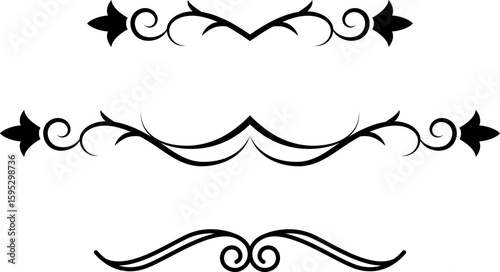 black and white set of delimiters for text, dividers