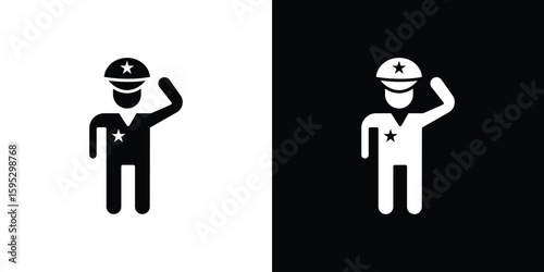 Salute icon in modern thin line and glyph concept.