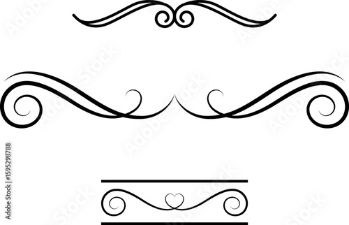 black and white set of delimiters for text, dividers