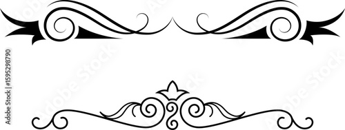 black and white set of delimiters for text, dividers