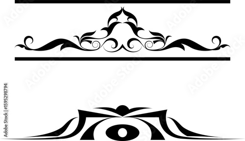 black and white set of delimiters for text, dividers