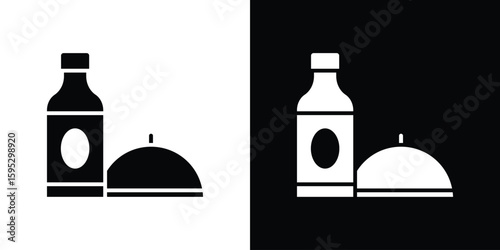 Room service icon in modern thin line and glyph concept.