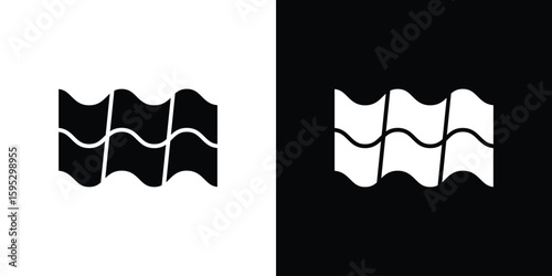 Roof tile icon in modern thin line and glyph concept.