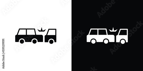 Rear end collision icon in modern thin line and glyph concept.