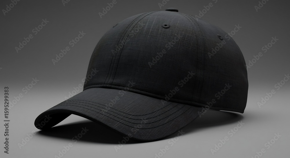 Fototapeta premium Black Baseball Cap: Classic Style, High-Quality Design