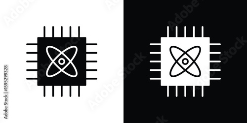 Quantum computing icon in modern thin line and glyph concept.