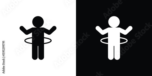 People Hula hop icon in modern thin line and glyph concept.