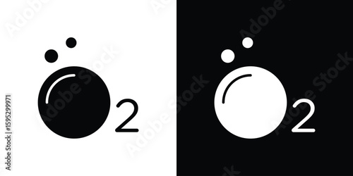 Oxygen O2 icon in modern thin line and glyph concept.