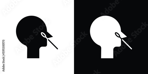Nasal swab icon in modern thin line and glyph concept.