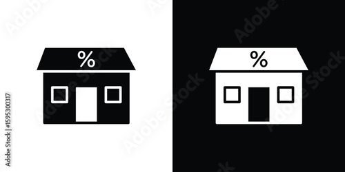 Mortgage rate icon in modern thin line and glyph concept.