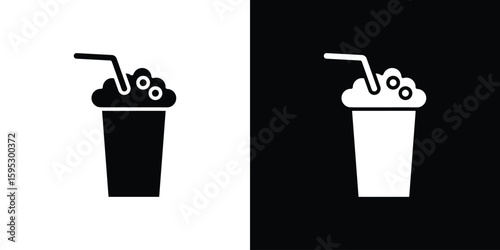 Milkshake icon in modern thin line and glyph concept.