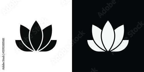Lotus flower icon in modern thin line and glyph concept.