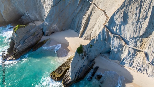 Hidden Ascent: Where Cliffs Embrace the Turquoise Sea