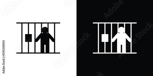 Jail icon in modern thin line and glyph concept.